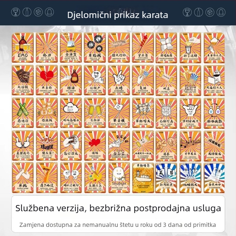 Luksuzno izdanje društvene igre za ispijanje piva uz kockice i karte – Party igra, Three Kingdoms Kill