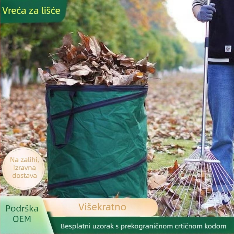 Trokomponentni pleteni vrećici za lišće za vrt – velika kapaciteta, crno-zelena torba za pohranu
