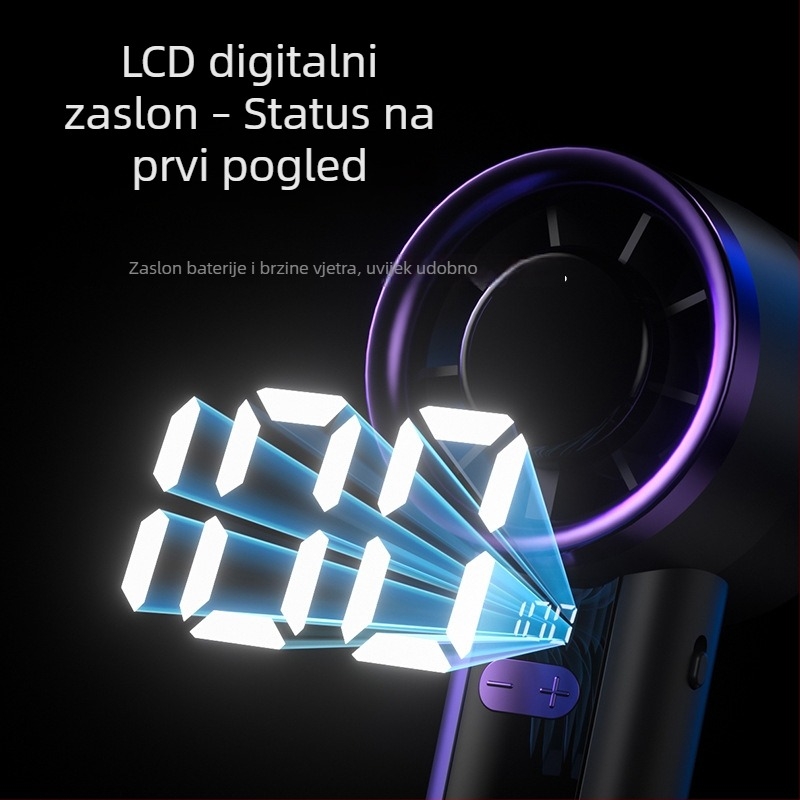 Novi ručni ventilator s držačem za telefon, digitalnim zaslonom, USB punjenjem, stolni ventilator za kampiranje na otvorenom