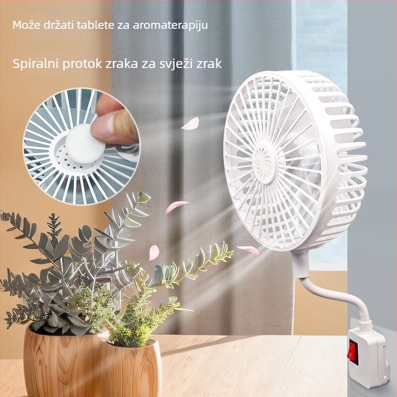 Integrirani mini ventilator s aromaterapijom, snažan protok zraka, jednostavan i kompaktan univerzalni ventilator za dom i studentski dom