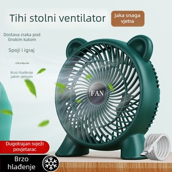 USB stolni ventilator — kompaktan, s tri lopatice, visokih performansi, za dom i studentske domove