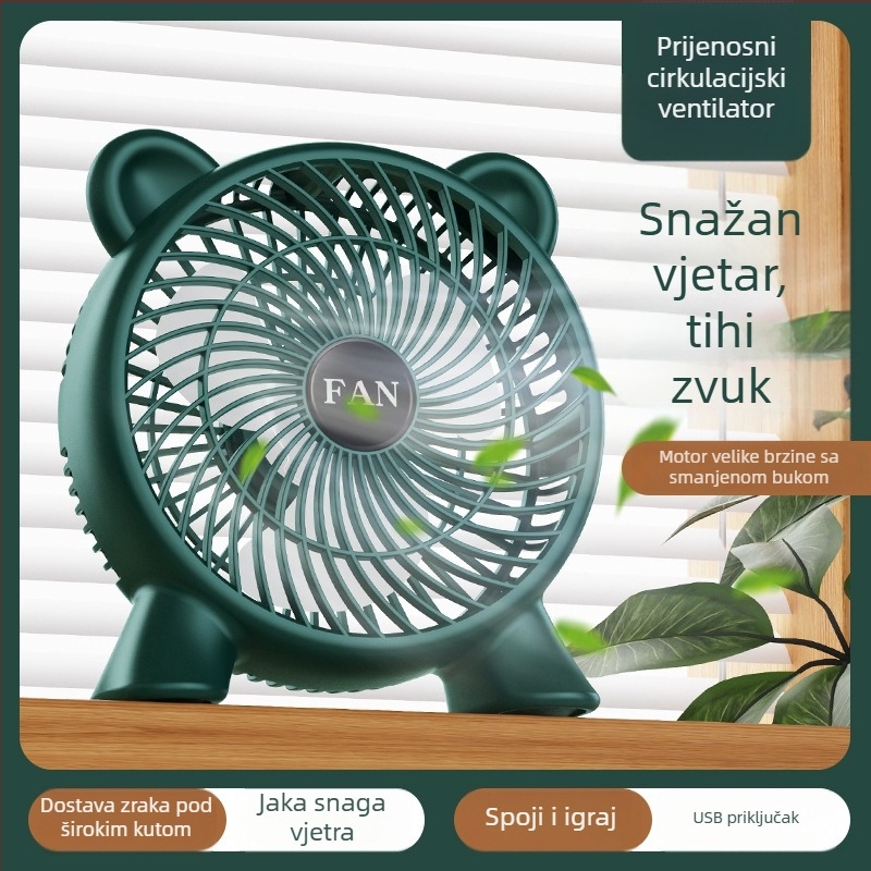 USB stolni ventilator — kompaktan, s tri lopatice, visokih performansi, za dom i studentske domove