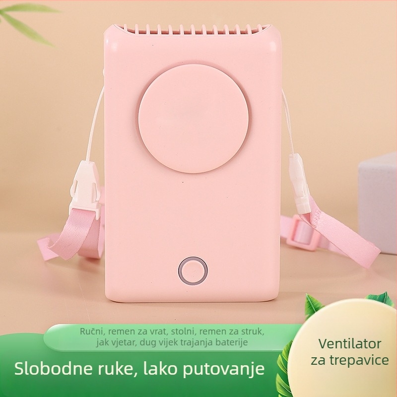 Prijenosni mini bezlopatni ventilator za vrat i struk, za vanjske sportove, 3 brzine