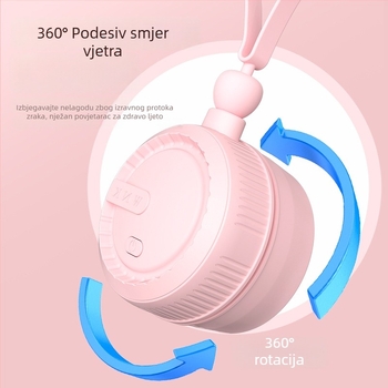 2024 prilagođeni vratni ventilator, prenosni, bez lopatica, ultra lagan, USB punjenje, tiho hlađenje, za djecu