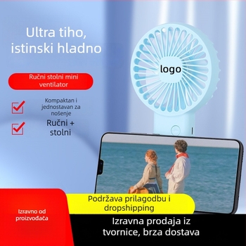 USB mini ručni i stolni ventilator, prijenosni, s ugrađenom baterijom, punjiv, prilagođeni logotip