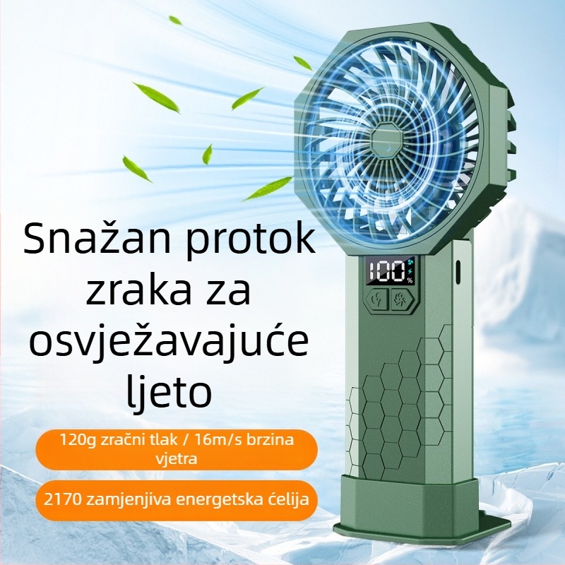 Prijenosni ručni ventilator za vanjsku upotrebu s motorom bez četkica, digitalnim zaslonom i snažnim protokom zraka