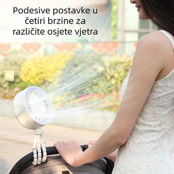 Novi stolni ventilator s USB-om, podesivi kut, ventilator u obliku hobotnice s noćnim svjetlom, prenosni