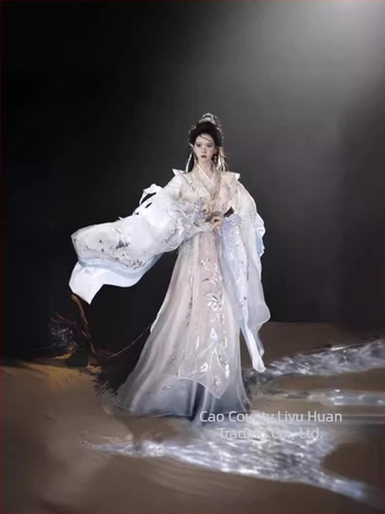 Ženski Hanfu u Wei Jin stilu s masivnom izvezenom ornamentom, Jin inspiriran, eteričan izgled za proljeće i ljeto, komplet haljina