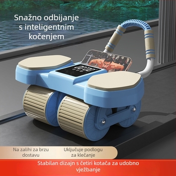 AI trbušni kotač s četiri kotača, automatskim odskokom i dvostrukom podrškom za laktove za trening trbušnih mišića