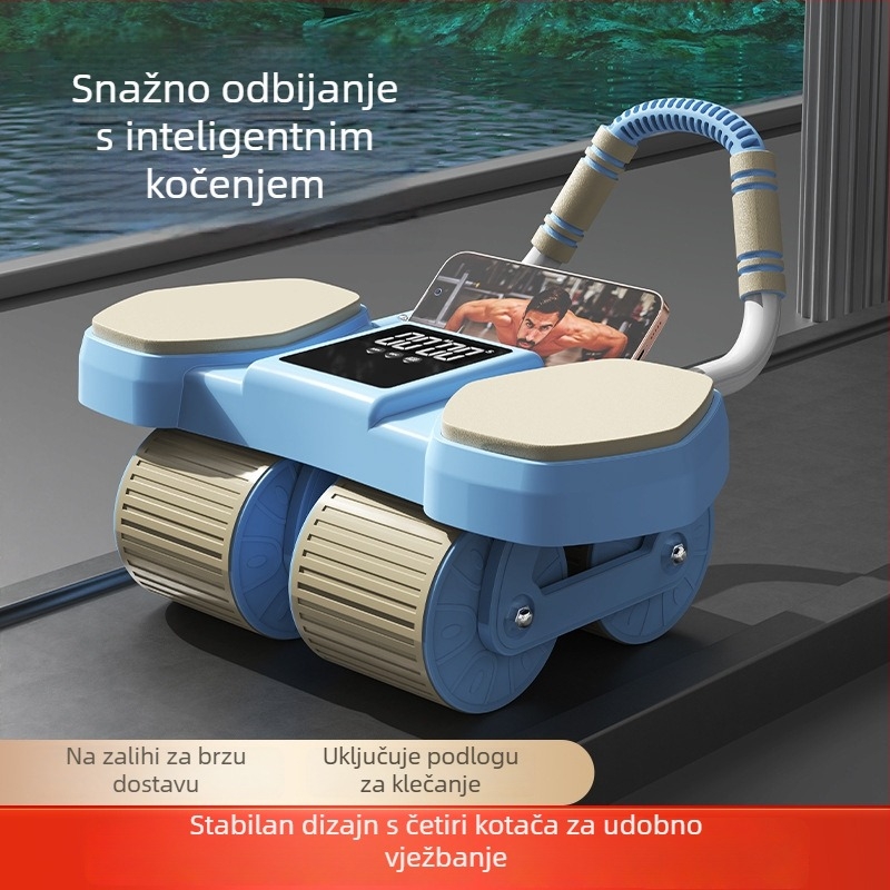 AI trbušni kotač s četiri kotača, automatskim odskokom i dvostrukom podrškom za laktove za trening trbušnih mišića