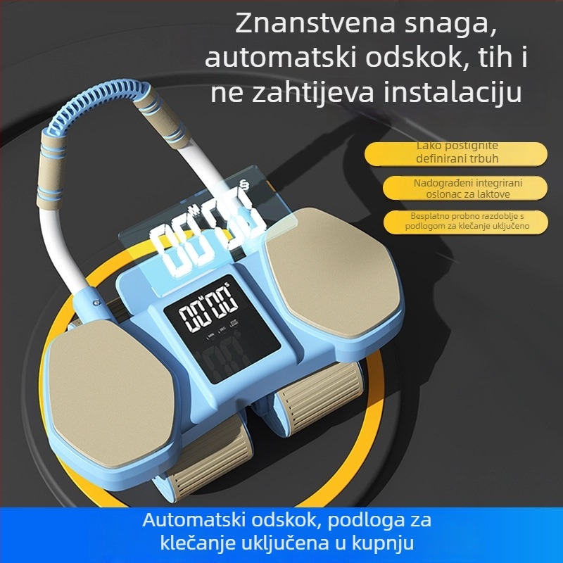 AI trbušni kotač s četiri kotača, automatskim odskokom i dvostrukom podrškom za laktove za trening trbušnih mišića