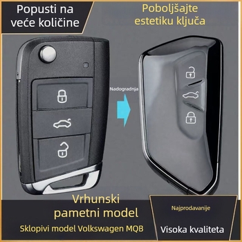 MQB preklopno kućište ključa – nadogradnja visokokvalitetnog pametnog ključa za Bora, Lamando, Tiguan L, Sagitar, Tayron i ostale