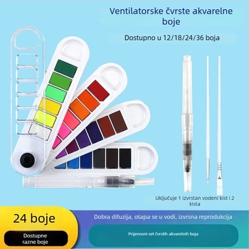 Set tvrdih akvarel boja u obliku fan-a, 36 boja, za početnike