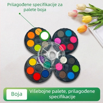 Set od 24 boja diskih akvarel boja u diskovima, češkog stila, kompaktni prijenosni set za akvarel