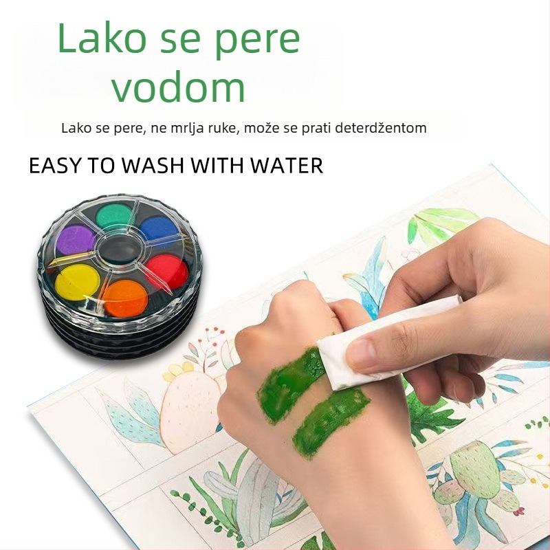 Set od 24 boja diskih akvarel boja u diskovima, češkog stila, kompaktni prijenosni set za akvarel