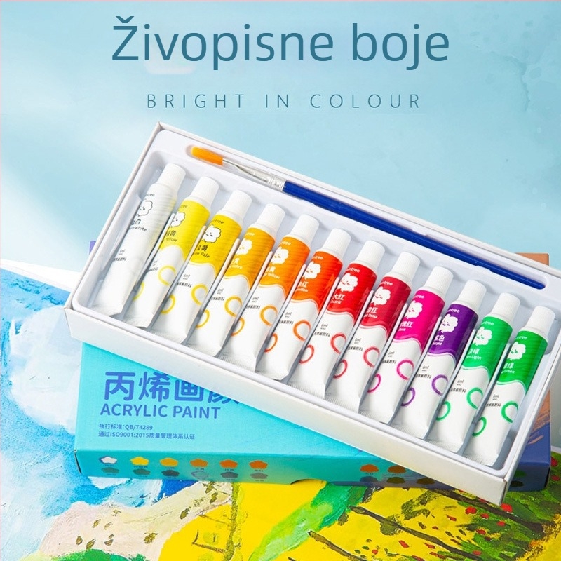 Wen Cui 24 boje akrilne boje – vodootporne i otporne na brisanje, za školsku umjetnost i dječje crtanje, perive