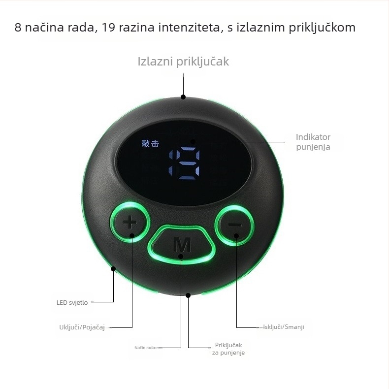 Prijenosni uređaj za masažu trbuha sa zaslonom i mogućnošću punjenja