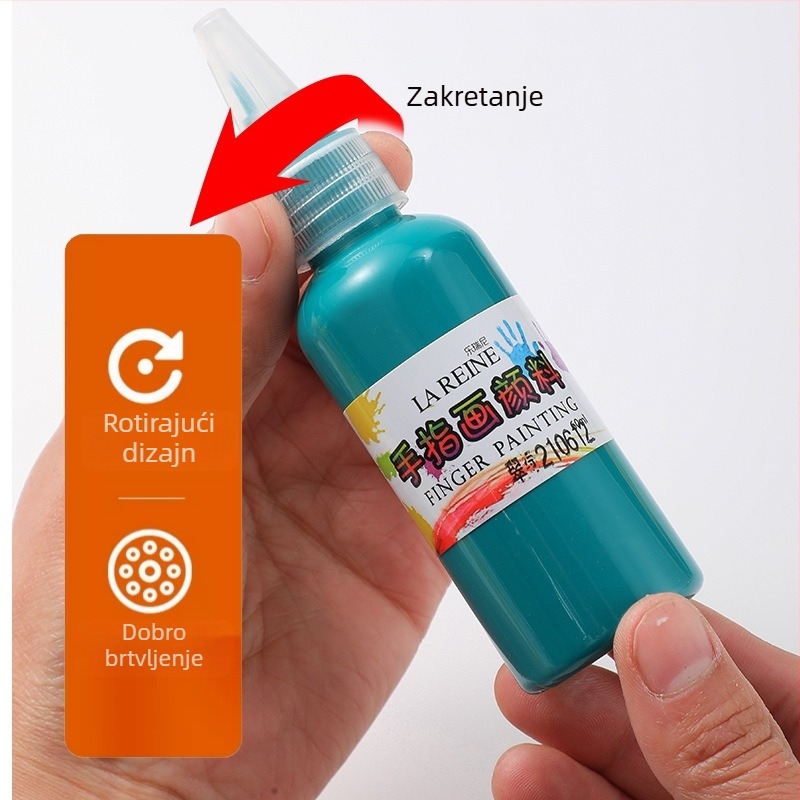 Dječji set gvaš boja za crtanje prstima, 60 ml, 12 boja, za djecu i nastavu