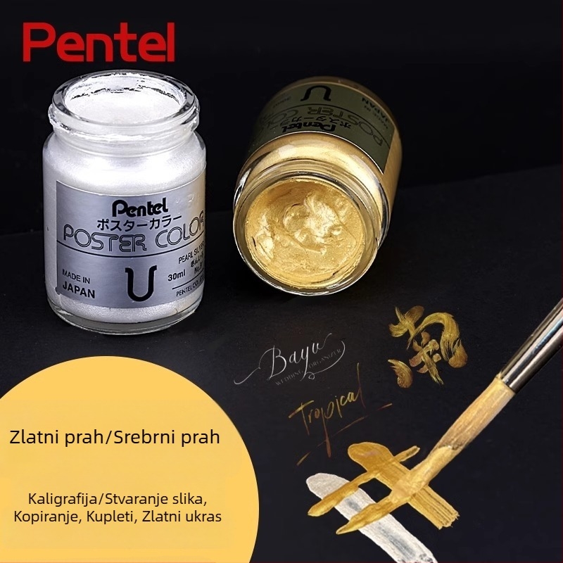 Paitong zlatni pigment i srebrni prah za gouache, boca 30 ml