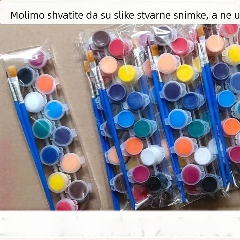 Set od 12 boja: akrilne i akvarelne boje za dječje slikanje prstima i bojanje gipssane lutke, perivo, sigurno.