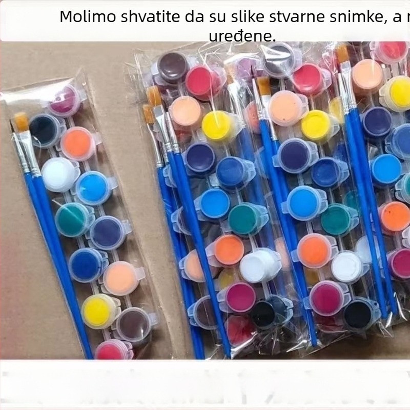 Set od 12 boja: akrilne i akvarelne boje za dječje slikanje prstima i bojanje gipssane lutke, perivo, sigurno.