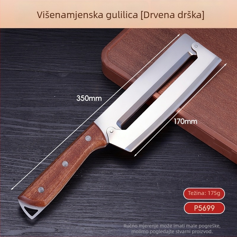 Višenamjenski nož za šećernu trsticu od manganskog čelika, debela oštrica, velika protivklizna drvena drška, dvostrani za ljuštenje i rezanje šećerne trstike