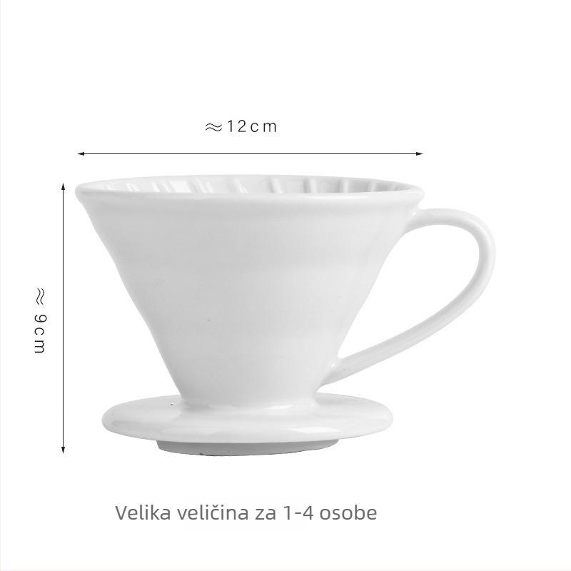 Nordijski keramički set za pour-over kavu s V60, veliki konični filtar, posuda za dijeljenje i šalice, minimalistički stil