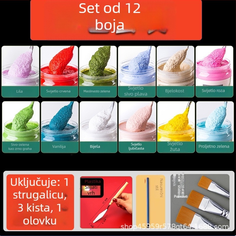 Kvarcni pijesak – akrilne boje za teksturnu slikanje, DIY alati za zid, ručno oslikana dekorativna slika s finim pijeskom, boja ne blijedi
