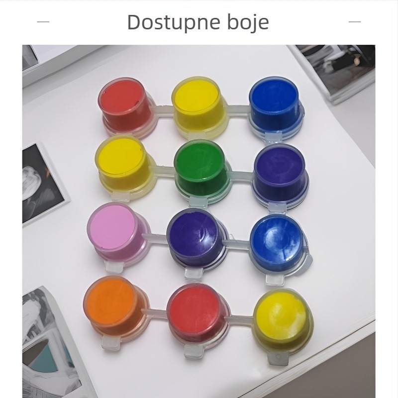 24 trake akvarelnih i akrilnih boja, svaka 2–3 ml, raznih boja, za grafite, slikanje i DIY rukotvorine.