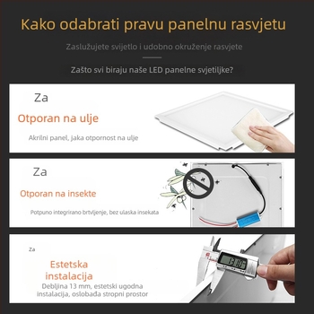 Integrirano LED svjetlo za strop u kuhinji, aluminijska ugradbena ploča 30×30 cm, 300×600 mm, 600 mm ravni panel svjetla