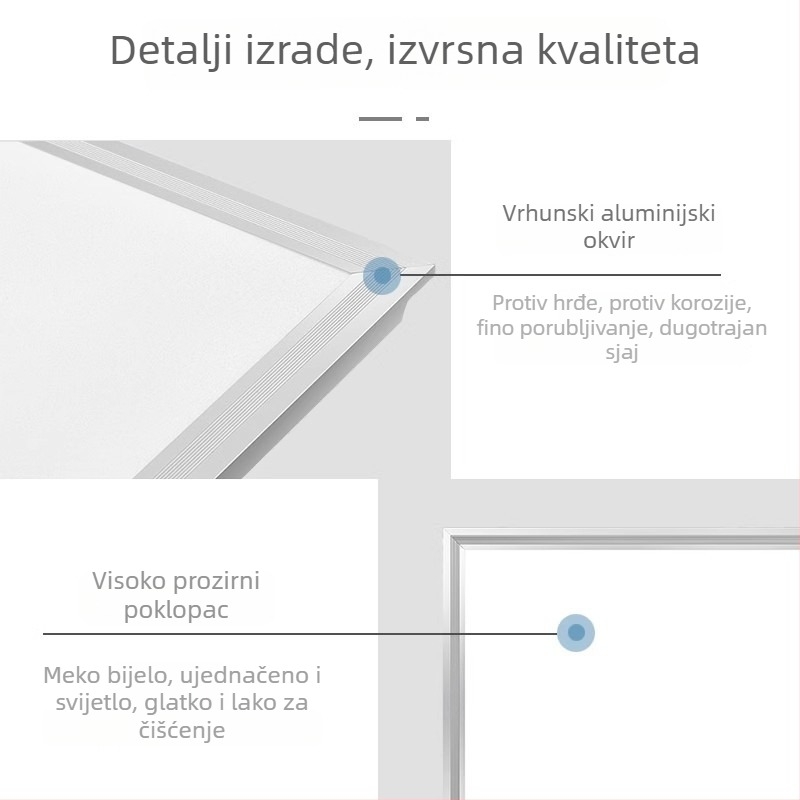LED ravni panel 600x600, integrirano stropno osvjetljenje za ured, aluminijski panel osvjetljenja
