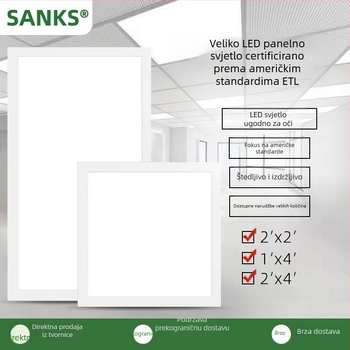 Three Pines LED panel svjetlo za ugrađeni strop, veličine 2x2 ft, 1x4 ft, 2x4 ft, 5000 lm, 20-50 W, CRI 80, 110-120 V