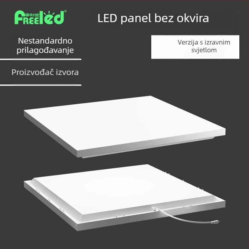 60×60 bezokvirno LED panel svjetlo za integrirani strop, površinska montaža