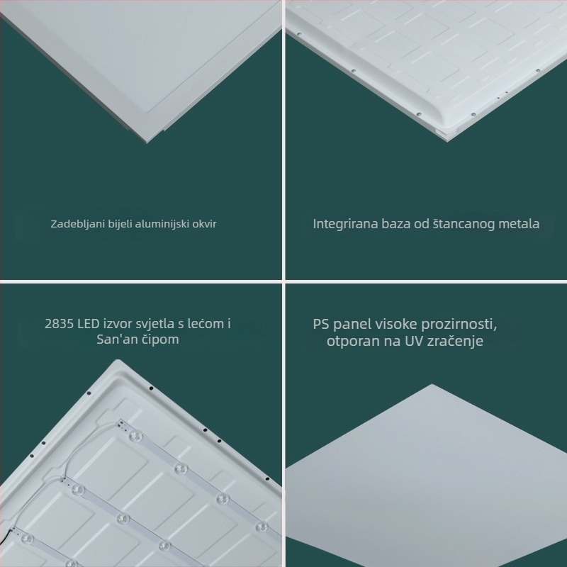 Ugrađeni LED ravni panel svjetla s izravnim osvjetljenjem, stropni panel za uredsko osvjetljenje, zaštita očiju, dimenzije 600×600 mm i 300×1200 mm