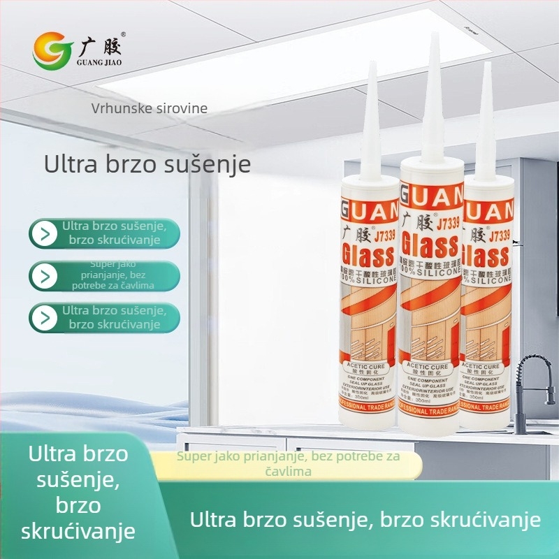 Brzo-sušeći kiseli silikon za staklo – prozirni brtveni spoj za integrirani strop, pasta za popravak brzog sušenja