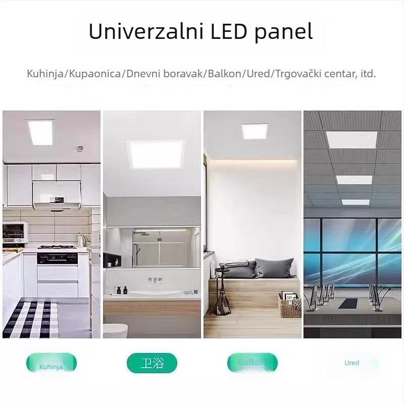 Ugradbeno LED stropno svjetlo za kupaonicu i kuhinju, kvadratno 300x300 mm, aluminijski panel, 24W, bijela svjetlost
