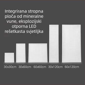Ugradna LED ploča s mrežom od željeza, otporna na eksplozije, 30×30 cm i 60×60 cm