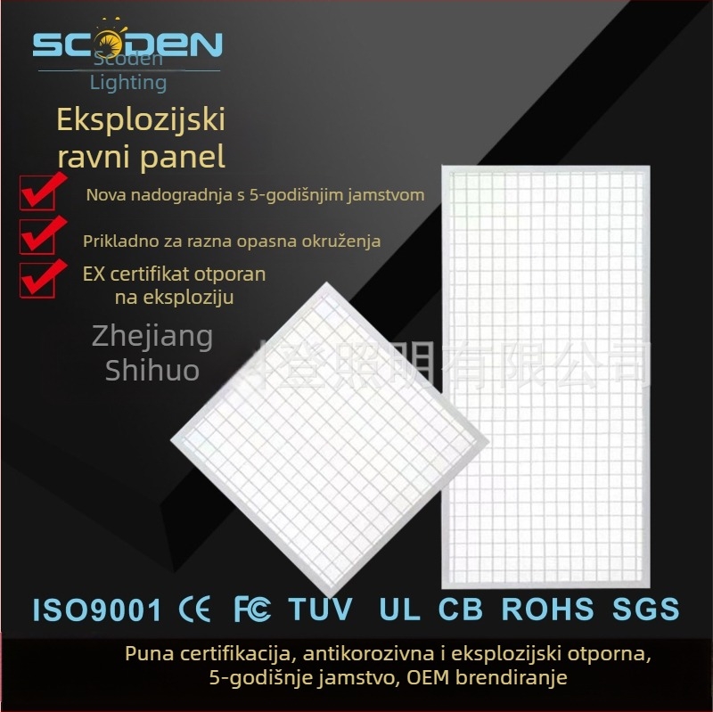 Ugradna LED ploča s mrežom od željeza, otporna na eksplozije, 30×30 cm i 60×60 cm