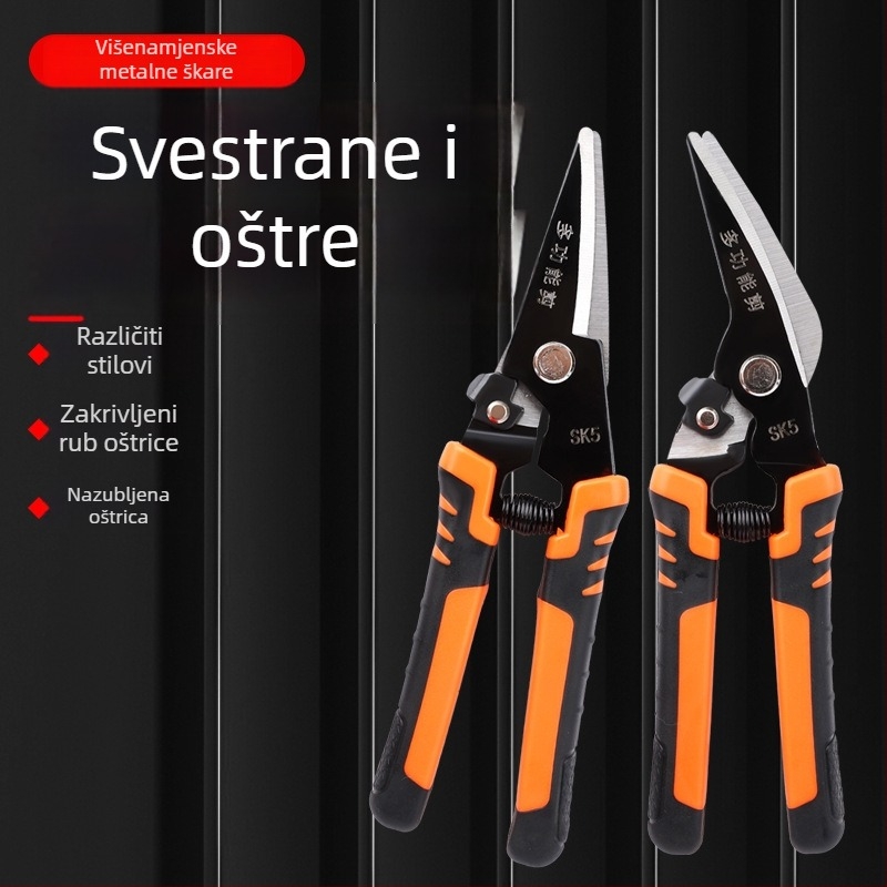 Industrijske škare za lim – teške višefunkcionalne ručne škare za stropne ploče od čelika i aluminija.