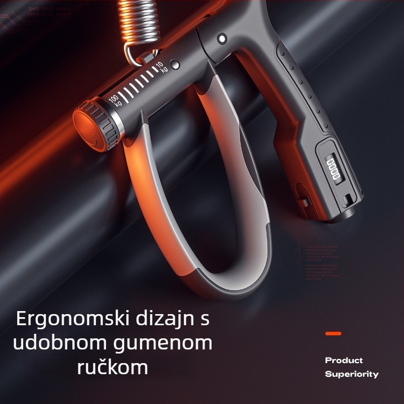 Profesionalni uređaj za jačanje stiska za muškarce – uređaj za jačanje snage ruke i prstiju, rehabilitacijski trening, fitness i opuštanje, prsten s brojačem