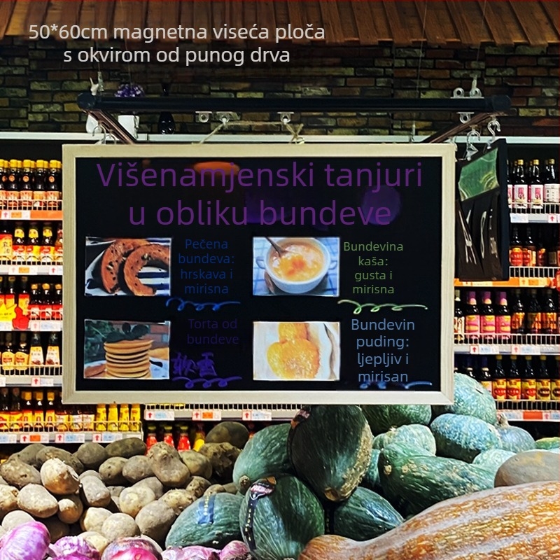 50 × 60 cm jednostrani magnetski viseći ploča za trgovinu i kućnu upotrebu, pogodna za nastavu i obuku; pisanje kredom ili fluorescencijskim markerom.