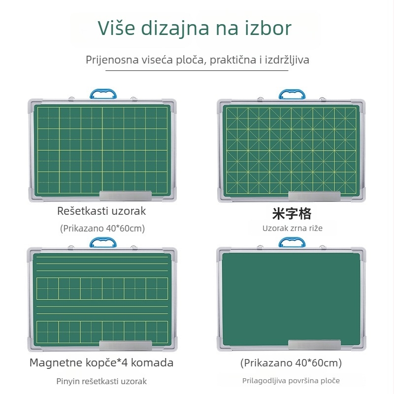 Prijenosna dvostruka tablica za vježbanje pisanja za učitelje, s pinyin mrežom i kineskim znakovima, izbrisiva površina
