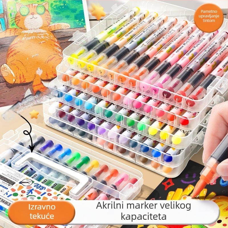 Set direktnih tekućih akrilnih markera s mekanim vrhom, neprozračni vodootporni markeri za akvarel, slojevite boje za DIY grafite