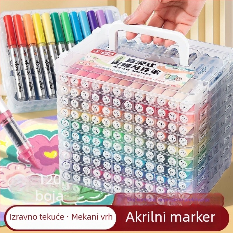 Set direktnih tekućih akrilnih markera s mekanim vrhom, neprozračni vodootporni markeri za akvarel, slojevite boje za DIY grafite
