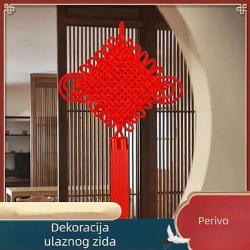 Ručno izrađeni kineski čvor – viseća dekoracija za dnevni boravak i hodnik, crvena, velikog formata, simbol bogatstva i mira