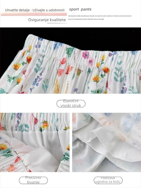 Korejski stil, bijela vintage cvjetna midi suknja za žene, ljeto, visoki pojas, A-linja, voluminozna