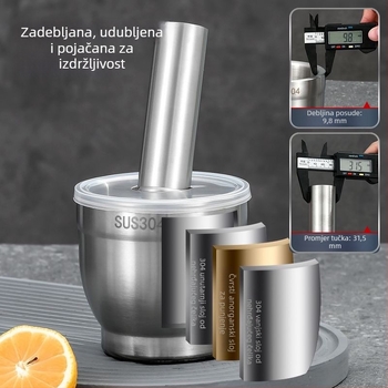Nehrđajući čelični mašer i mortar za češnjak, ručni kuhinjski alat