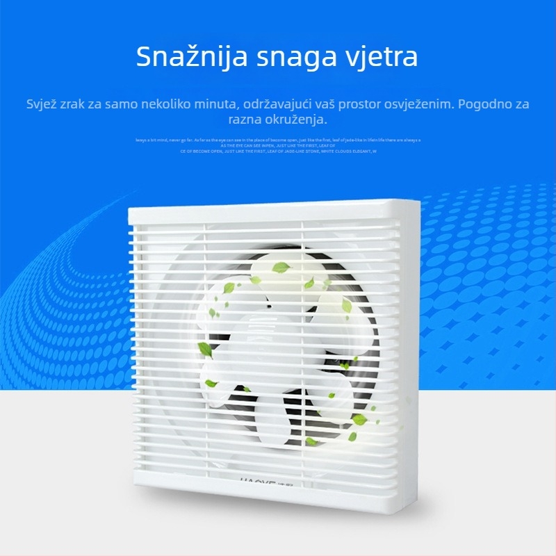 Ventilator za kupaonicu 6–12 inča sa staklenim zidom, mrežastim lamelama, kvadratni za kućnu upotrebu