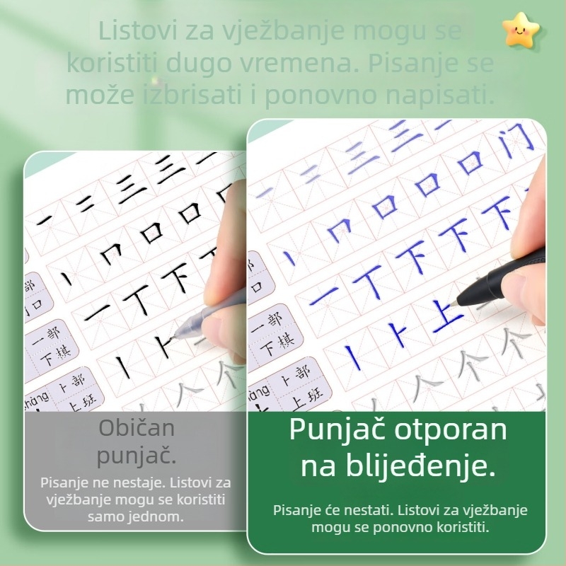 Refil za kaligrafsko pero s velikim kapacitetom, koji se sam briše i blijedi, poseban utor refila