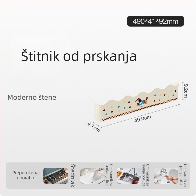 Novi model zaštitne pruge protiv prskanja za kuhinjski sudoper, kupaonicu i perilicu rublja